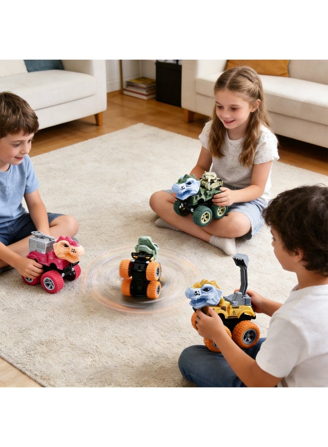 ACYYH Dinosaur Monster Trucks Toy Set, Pull Back Vehicles with Inertial Forward Movement, 4 Pack Colorful T-Rex Head Cars for Kids, 9x8x11cm - Image 5